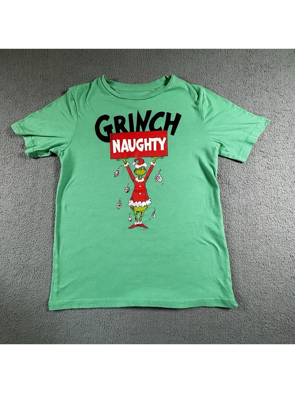 Vintage Delta Pro Weight The Grinch Naughty Christmas T-Shirt Green Youth Large